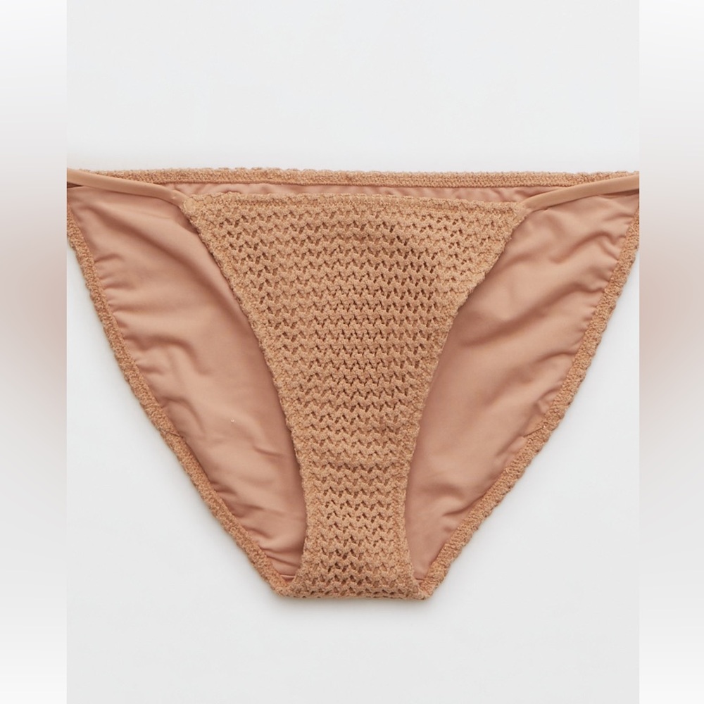 NWT AERIE TEXTURED BIKINI BOTTOMS IN RAW SIENNA, SIZE XS